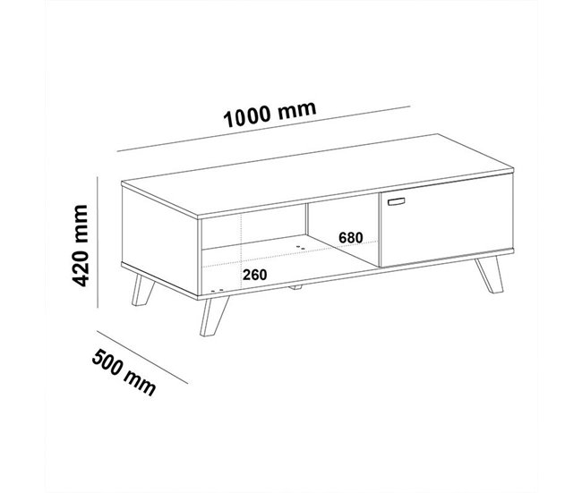 Mesa de Centro Rectangular - Modelo QUIATUR Natural/ Blanco