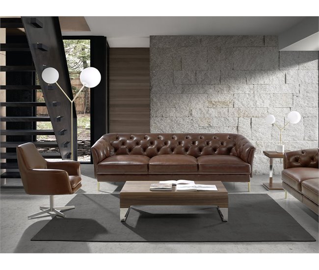 ANGEL CERDA Sillón giratorio piel marrón Marron