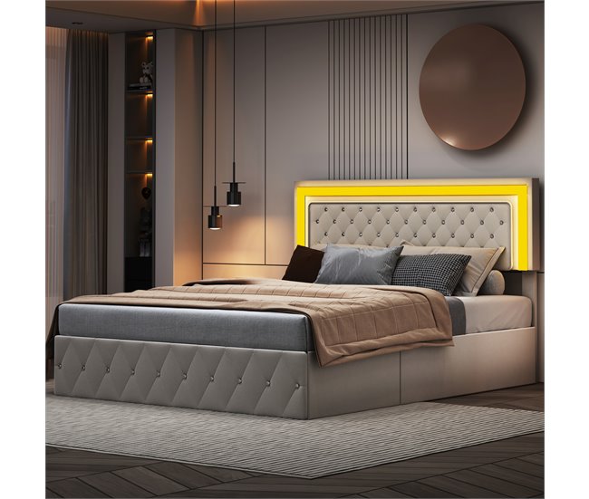 Cama con almacenamiento 200x180 Beige
