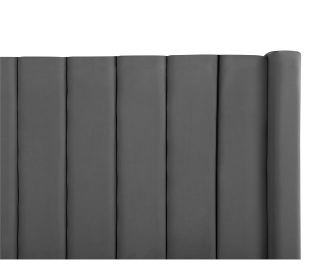 Beliani Cama con banco de almacenaje Terciopelo NOYERS 170x247 Gris