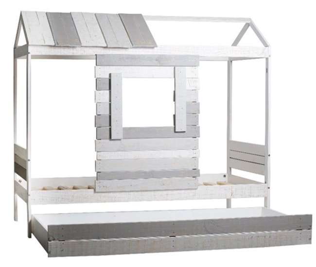 Cama 90x190cm modelo CABANA blanca y gris Blanco/ Gris