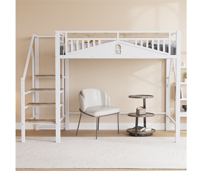 Cama alta para niños 145x255 Blanco