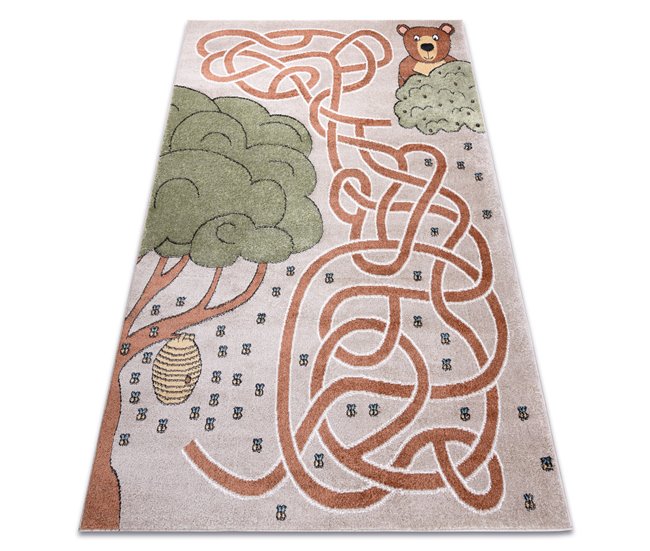 Alfombra FUN Honey para niños oso abejas 140x190 Beige