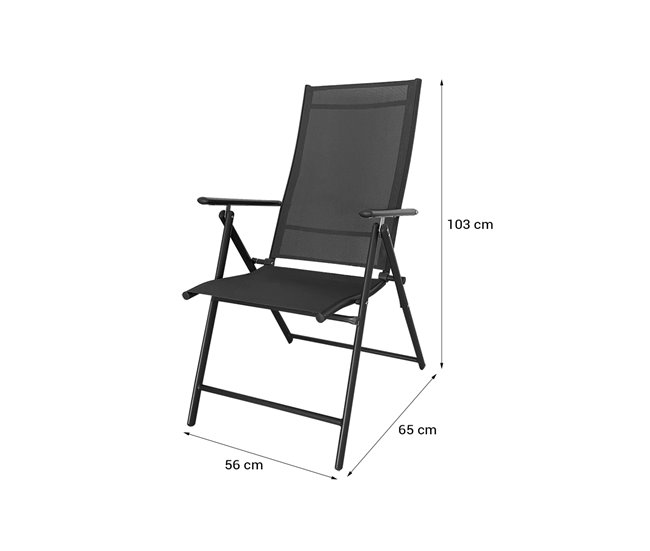 Acomoda Textil – Silla Plegable de Acero. (Pack 4 Unidades) Negro
