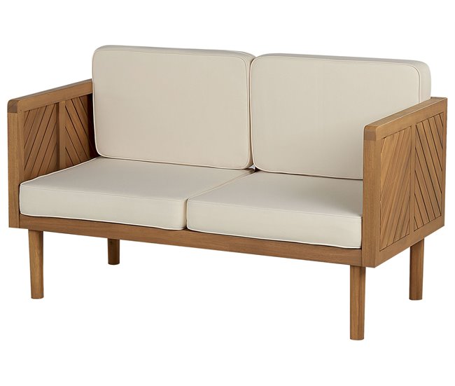 Beliani Sofá de jardín Madera de acacia BARATTI Beige