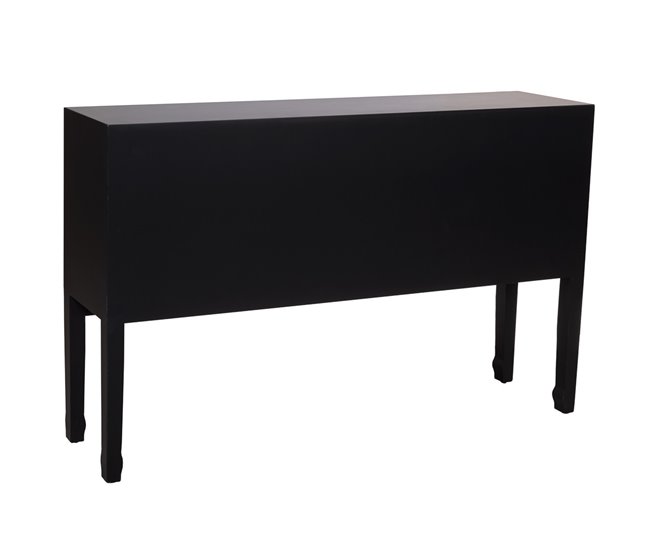 Aparador de madera de 7 cajones y 2 puertas Negro