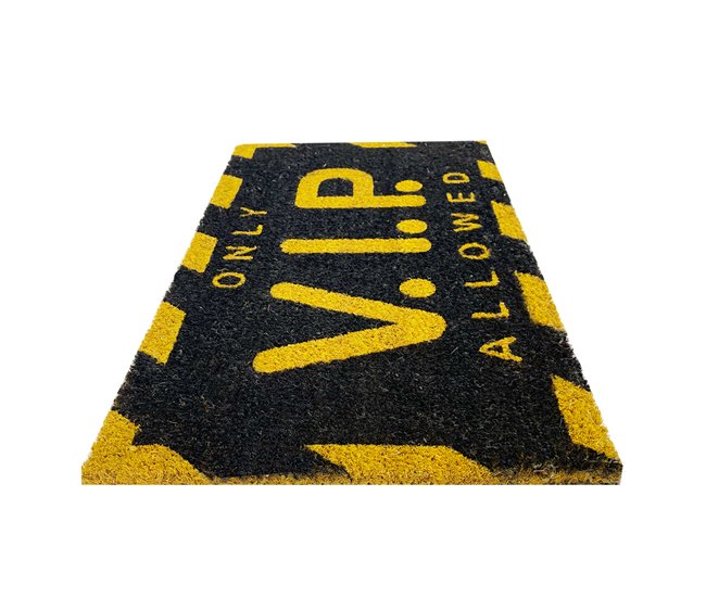 Acomoda Textil – Felpudo de Coco Natural Ecológico Animado. Negro/ Amarillo
