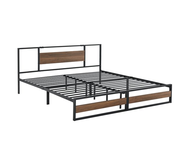 Cama doble Villach con somier - acero 184x209 Negro
