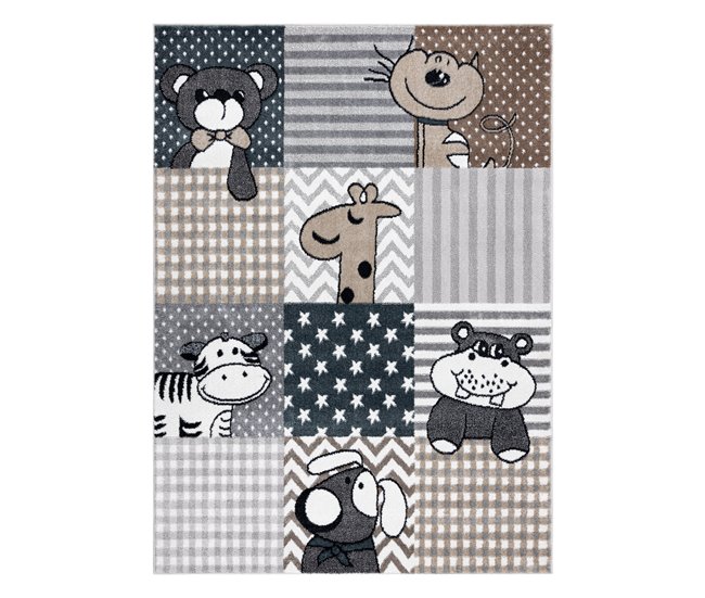 Alfombra FUN Pets para niños animales 240x330 Gris
