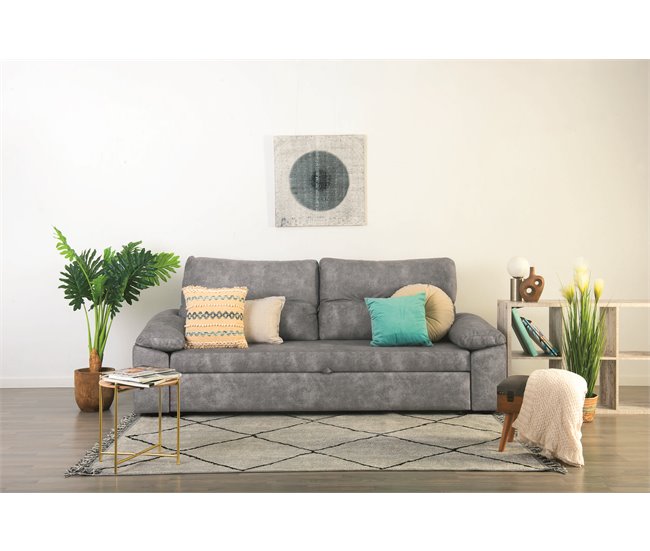 Sofá cama MIXX con almohadas de respaldos Gris