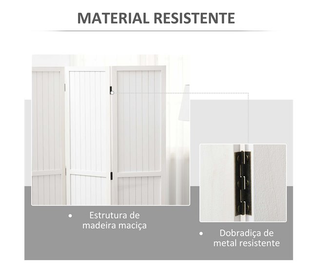 Biombo Madera de Paulownia HOMCOM, hogar - decoración Blanco