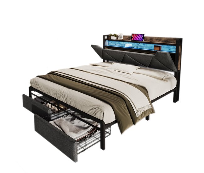 Camas de matrimonio 161x217 Gris