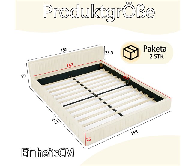 Camas de matrimonio 158x217 Beige