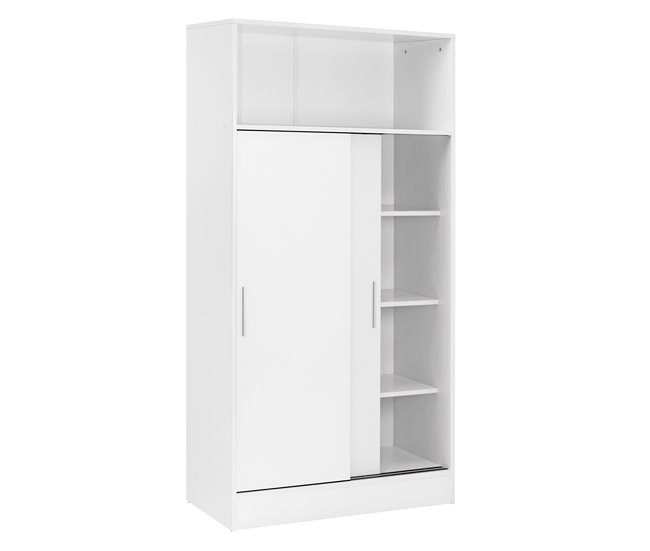 Armario hogar multiusos de gran capacidad con puertas correderas Blanco