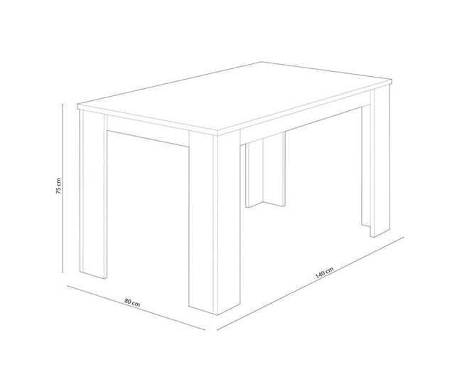 Pack Mesa Fija de Comedor o Cocina + 4 Sillas Nordic 138x80 Blanco/ Negro