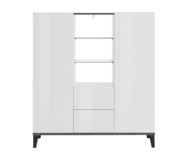 Aparador efecto madera 120 Blanco/ Gris