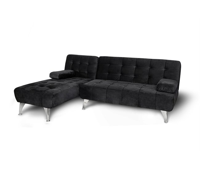 Sofá chaise longue AROA-XS Negro/ Gris
