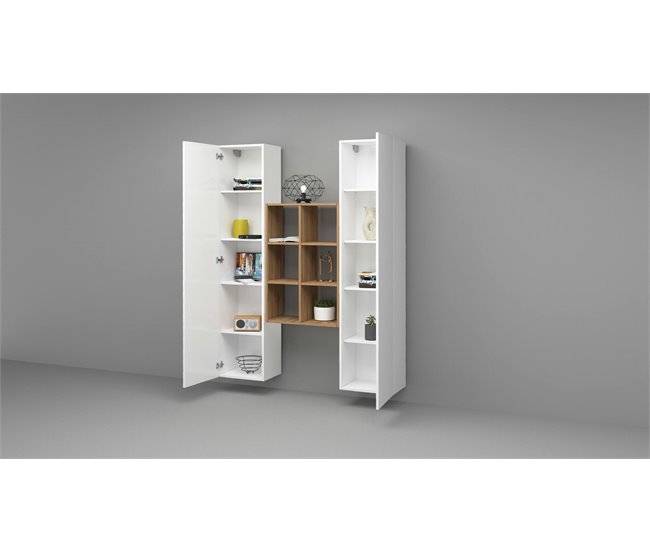 Aparador efecto madera 140 Blanco Brillo
