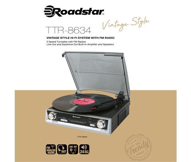 Tocadiscos Roadstar TTR-8634 Negro