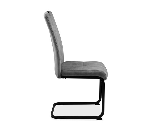 Silla de comedor ROSI tapizada en tela Gris Claro