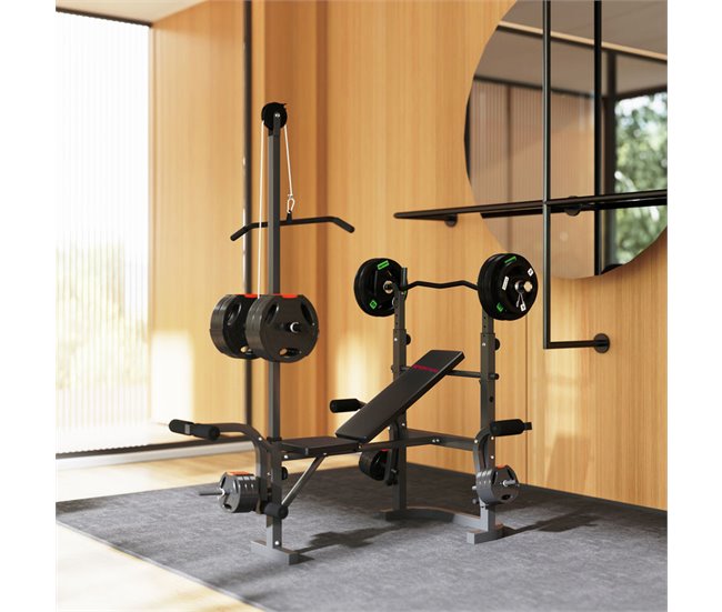 Banco de Pesas Acero, Cuero Sintético SPORTNOW Negro