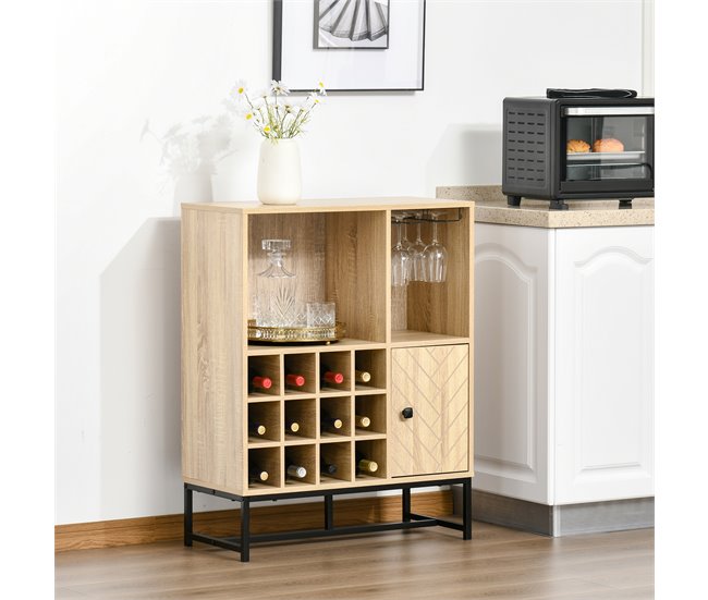 Aparador de Cocina Melamina de Madera y Metal HOMCOM 76 Marron