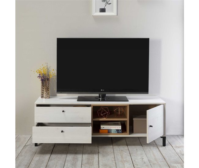 Mueble TV Javea 2 cajones y 1 Puerta 136 Blanco