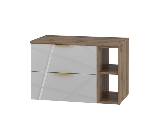 Mueble bajo lavabo 2 compartimientos encimera Aurora 80 Blanco