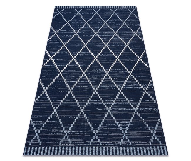 Alfombra de cuerda sisal COLOR 47268/309 Rombos Cuadrados 140x200 Azul