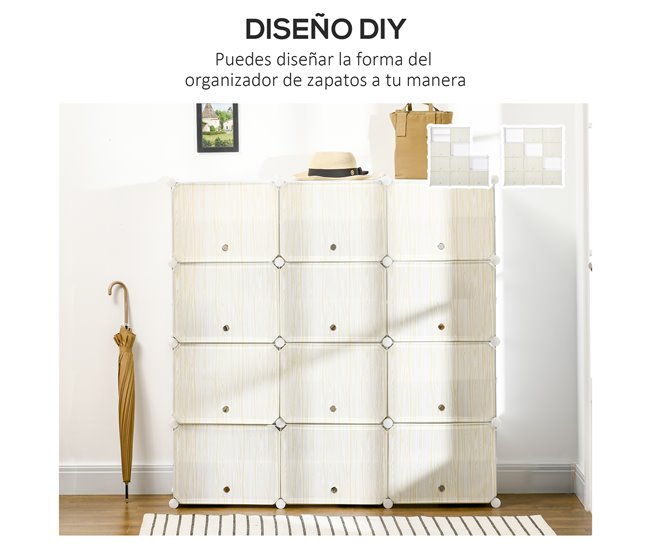 Armario Modular PP, Acero HOMCOM, hogar - muebles de dormitorio Natural/ Blanco