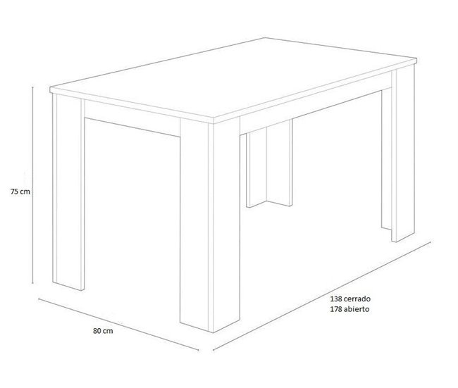 Mesa Extensible de Comedor o Cocina + 6 Sillas Estilo Nordico 178x80 Blanco