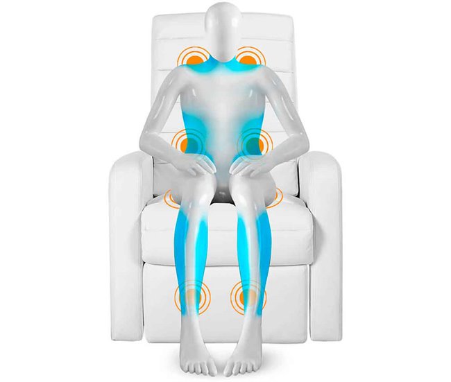 Sillón Relax Acolchado Masaje Eléctrico Elevación Personas Blanco Gridinlux Blanco