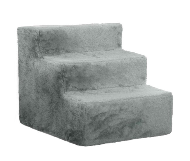 Escalera para Mascotas Melamina de Madera, Terciopelo PawHut Gris