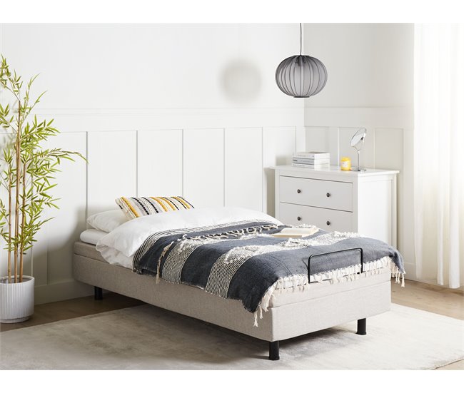 Beliani Cama ajustable sin cabecero Poliéster DUKE 90x200 Beige