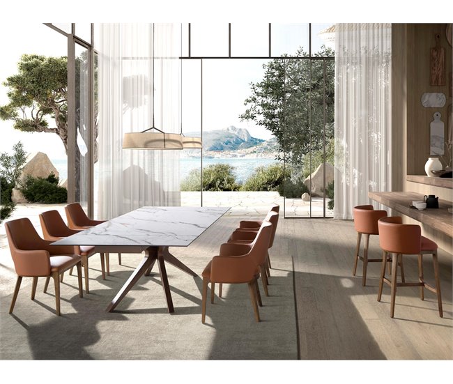 ANGEL CERDA Mesa comedor extensible 240x100 Blanco/ Madera