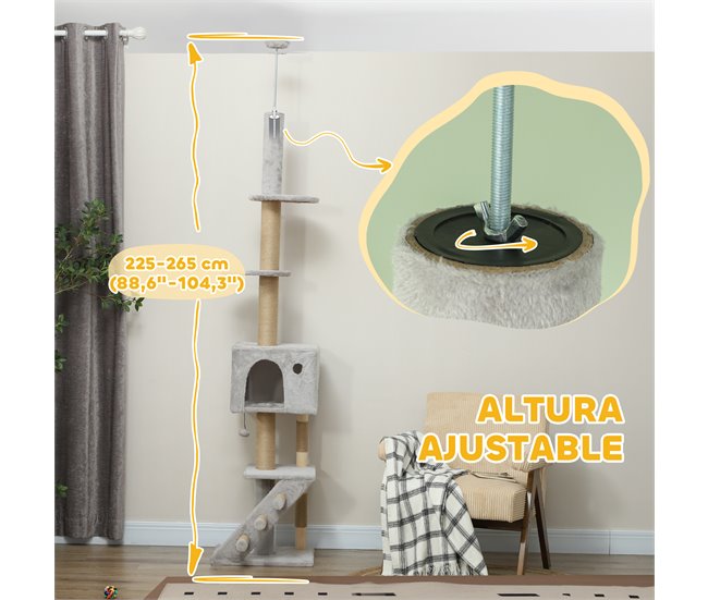 Árbol para Gatos Aglomerado de Madera PawHut Gris