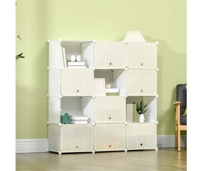Armario Modular PP, Acero HOMCOM, hogar - muebles de dormitorio Natural/ Blanco