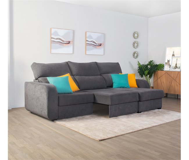 Chaise longue convertible en cama tela APRIL Gris
