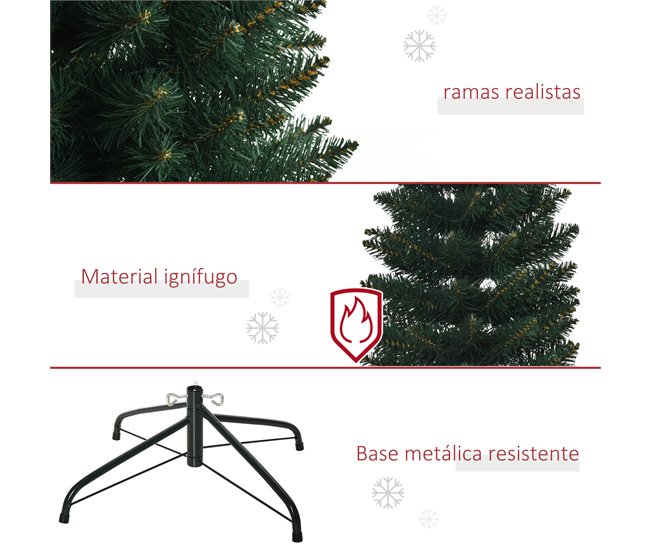 Árbol de Navidad PVC, Metal HOMCOM, hogar - decoración hogareña Verde