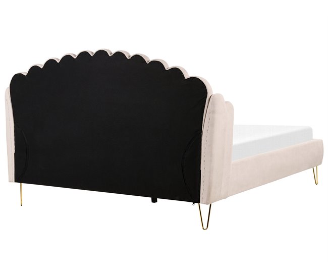 Beliani Cama con somier Poliéster AMBILLOU 197x214 Beige