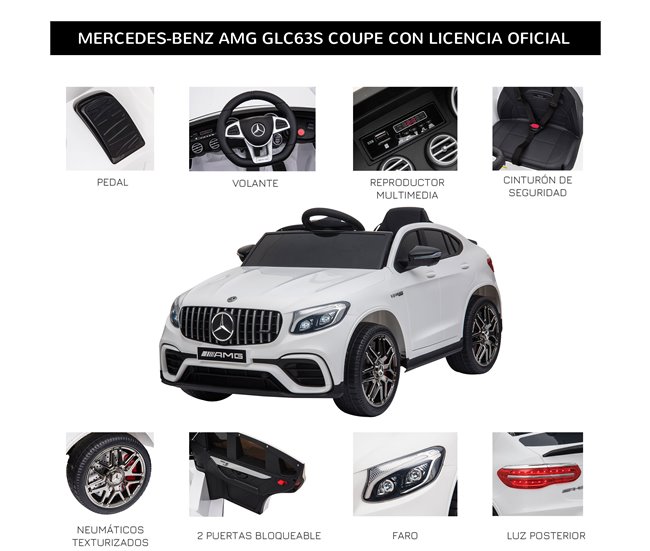 Coche Eléctrico PP, Acero HOMCOM Blanco
