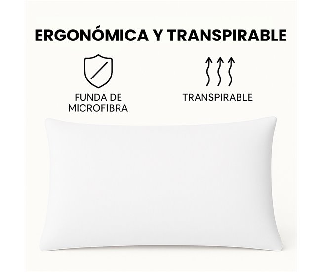 Pack 2 Almohadas Fibra y Viscoelástica Tejido Strech Aloe Vera 70x40 Blanco/ Gris