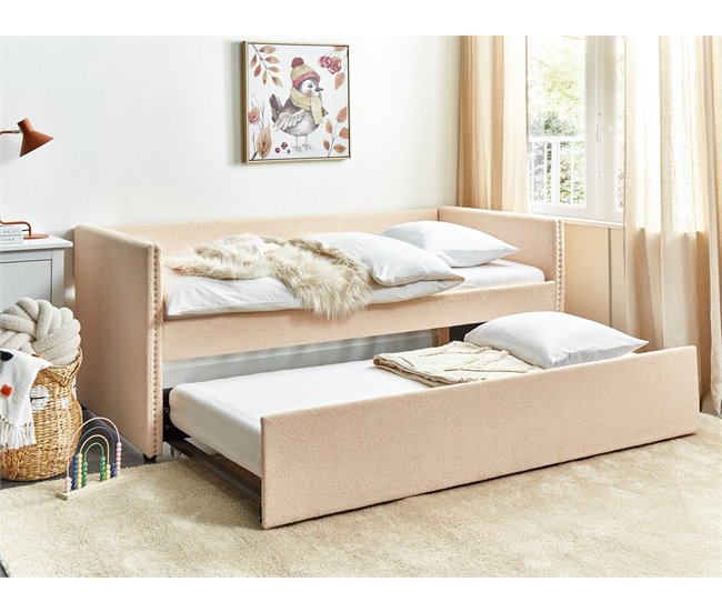 Beliani Cama con somier Bouclé TROYES 99x213 Beige