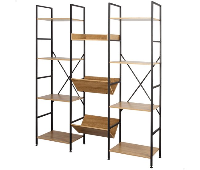 Max Home Estantería madera 11 estantes Negro/ Madera