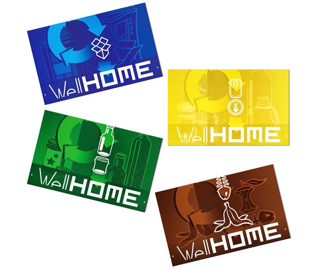 set de dos papeleras y bolsas Blanco