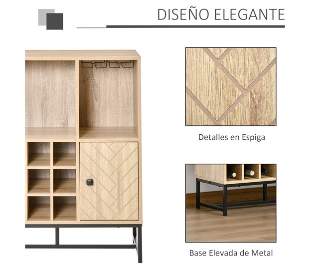 Aparador de Cocina Melamina de Madera y Metal HOMCOM 76 Marron