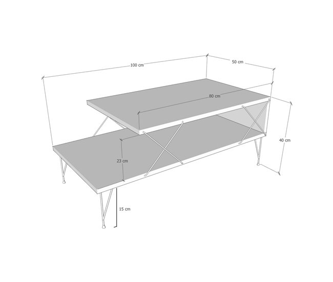 Mesa de centro Asker con estante metal aglomerado [en.casa] 50x100 Marron