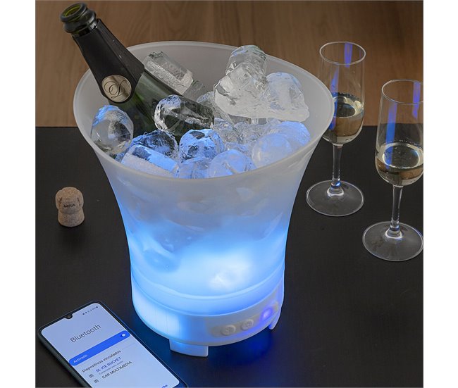 Cubitera LED con Altavoz Recargable Transparente