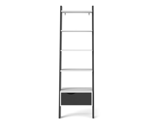 Estantería en escalera con 4 baldas y un cajon DELTA Blanco/ Negro
