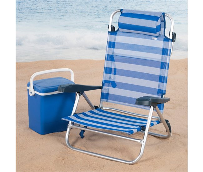 Aktive Pack de 2 sillas de playa plegables y reclinables Azul Marino